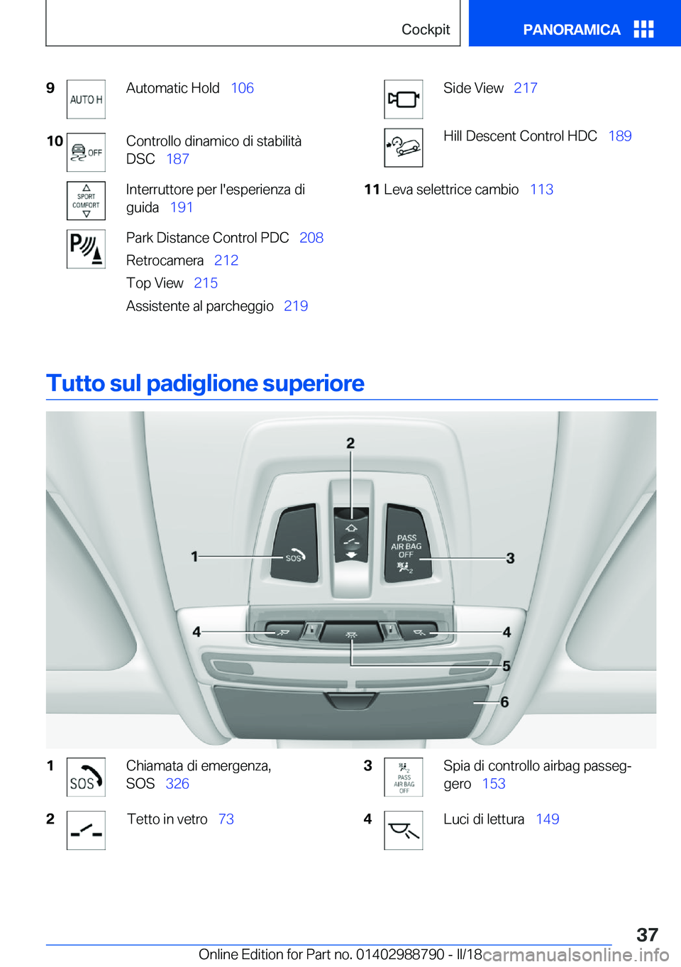 BMW X5 2018  Libretti Di Uso E manutenzione (in Italian) �9�A�u�t�o�m�a�t�i�c� �H�o�l�d\_�1�0�6�1�0�C�o�n�t�r�o�l�l�o� �d�i�n�a�m�i�c�o� �d�i� �s�t�a�b�i�l�i�t�