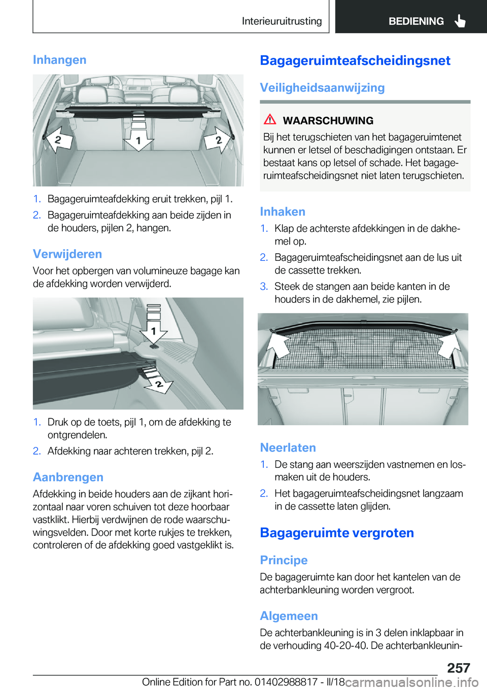 BMW X5 2018  Instructieboekjes (in Dutch) �I�n�h�a�n�g�e�n�1�.�B�a�g�a�g�e�r�u�i�m�t�e�a�f�d�e�k�k�i�n�g� �e�r�u�i�t� �t�r�e�k�k�e�n�,� �p�i�j�l� �1�.�2�.�B�a�g�a�g�e�r�u�i�m�t�e�a�f�d�e�k�k�i�n�g� �a�a�n� �b�e�i�d�e� �z�i�j�d�e�n� �i�n�d�e� 