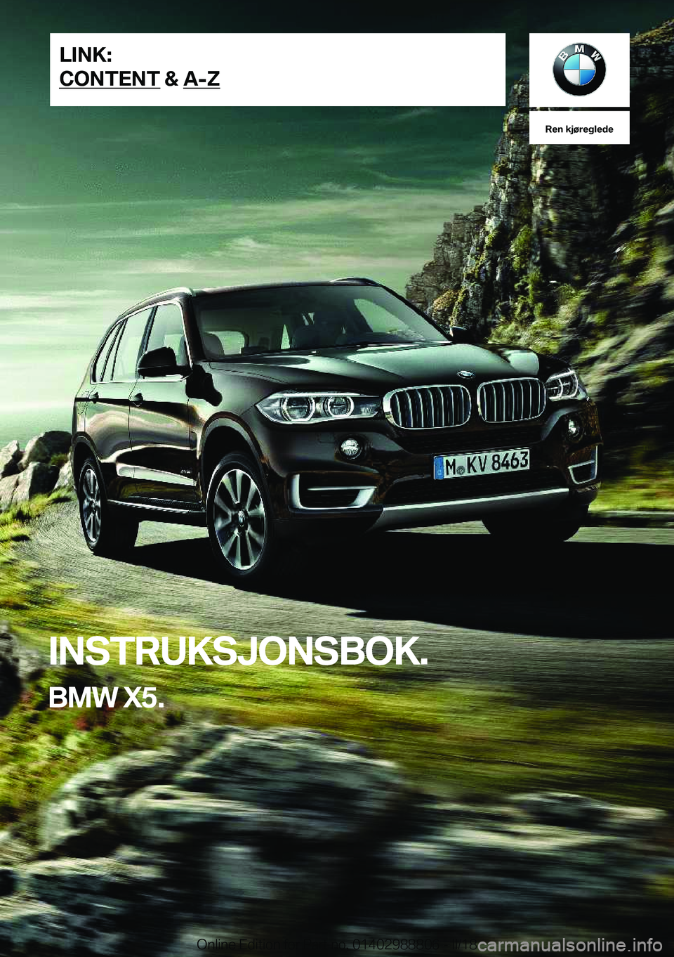 BMW X5 2018  InstruksjonsbØker (in Norwegian) �R�e�n��k�j�