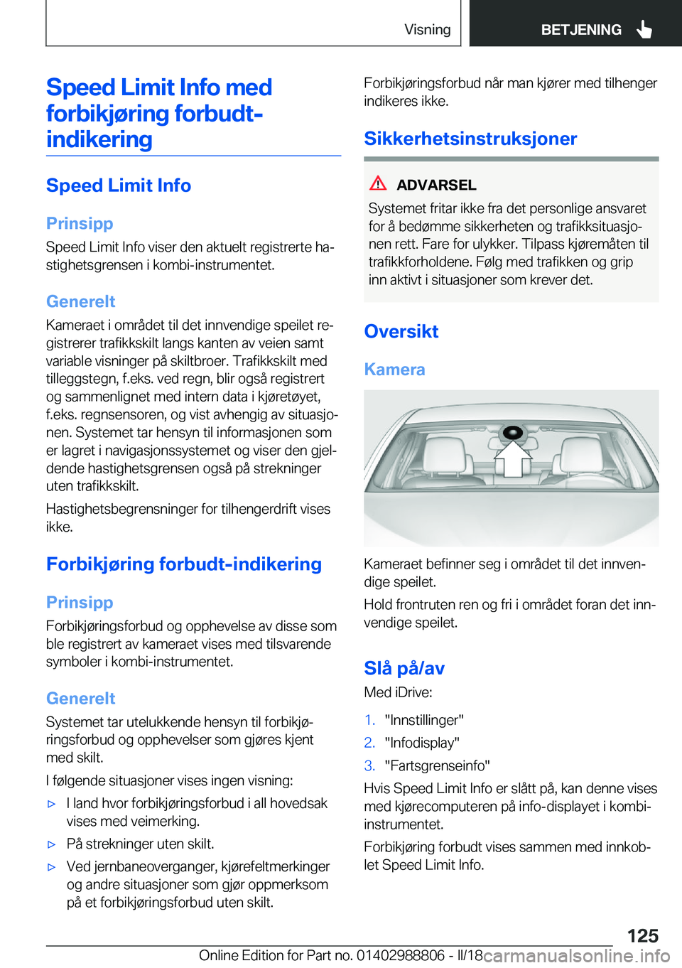 BMW X5 2018  InstruksjonsbØker (in Norwegian) �S�p�e�e�d��L�i�m�i�t��I�n�f�o��m�e�d�f�o�r�b�i�k�j�