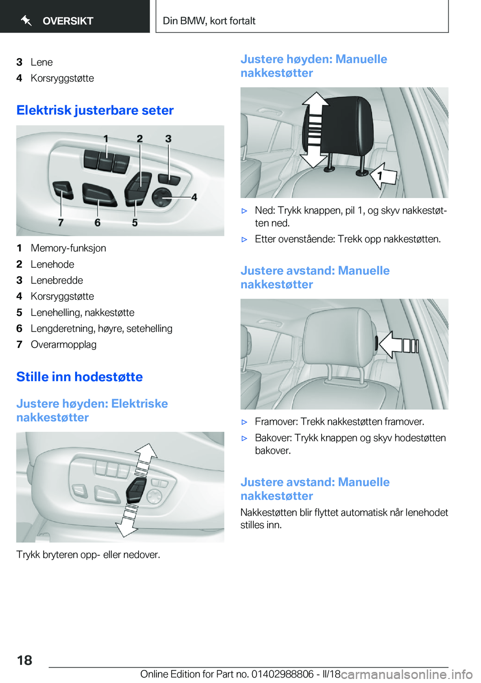 BMW X5 2018  InstruksjonsbØker (in Norwegian) �3�L�e�n�e�4�K�o�r�s�r�y�g�g�s�t�