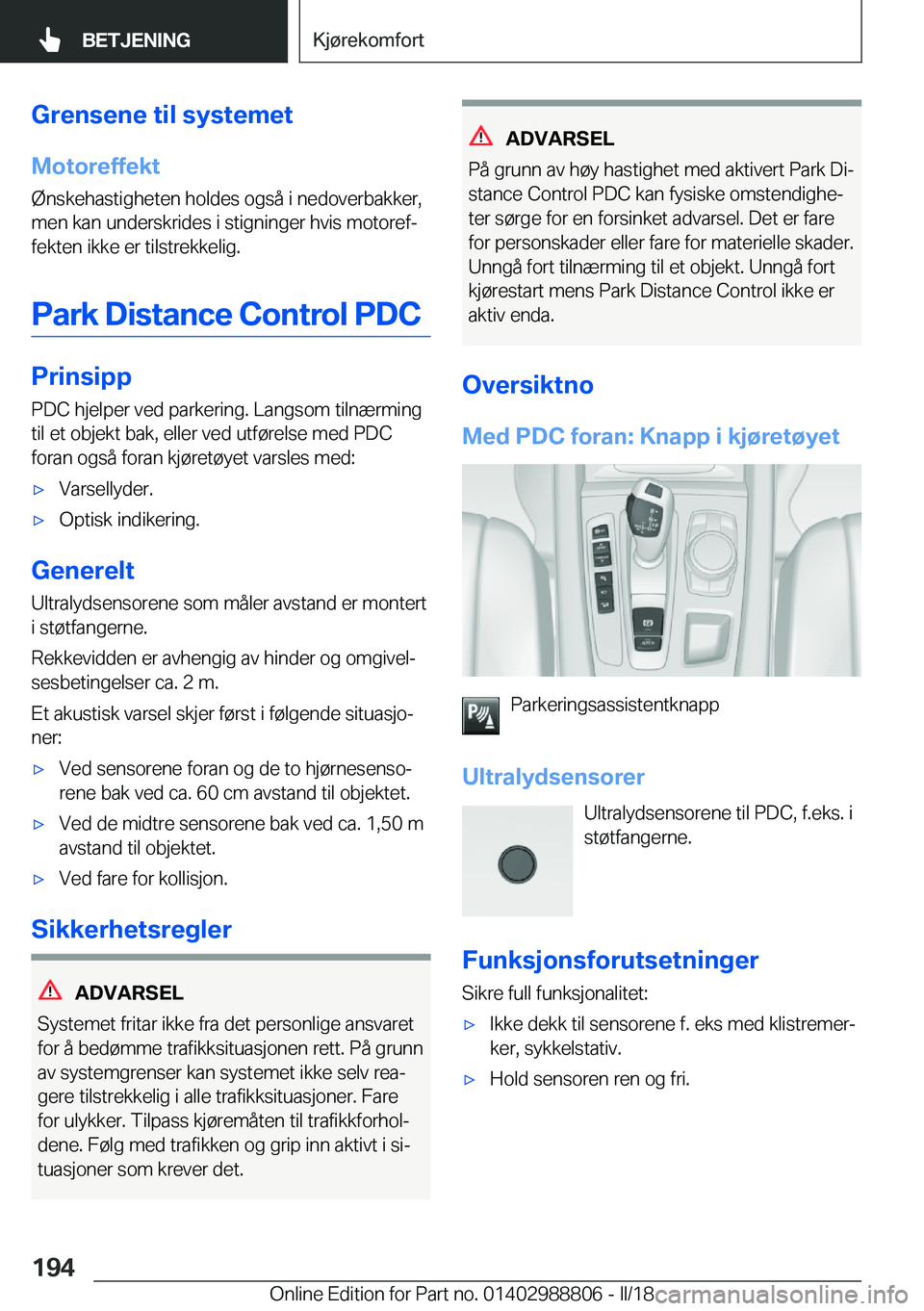 BMW X5 2018  InstruksjonsbØker (in Norwegian) �G�r�e�n�s�e�n�e��t�i�l��s�y�s�t�e�m�e�t
�M�o�t�o�r�e�f�f�e�k�t
�