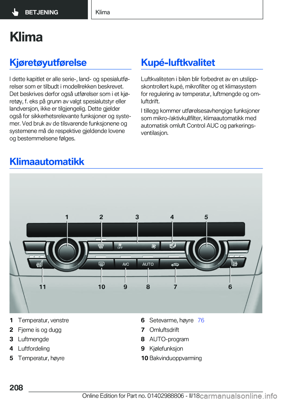 BMW X5 2018  InstruksjonsbØker (in Norwegian) �K�l�i�m�a�K�j�