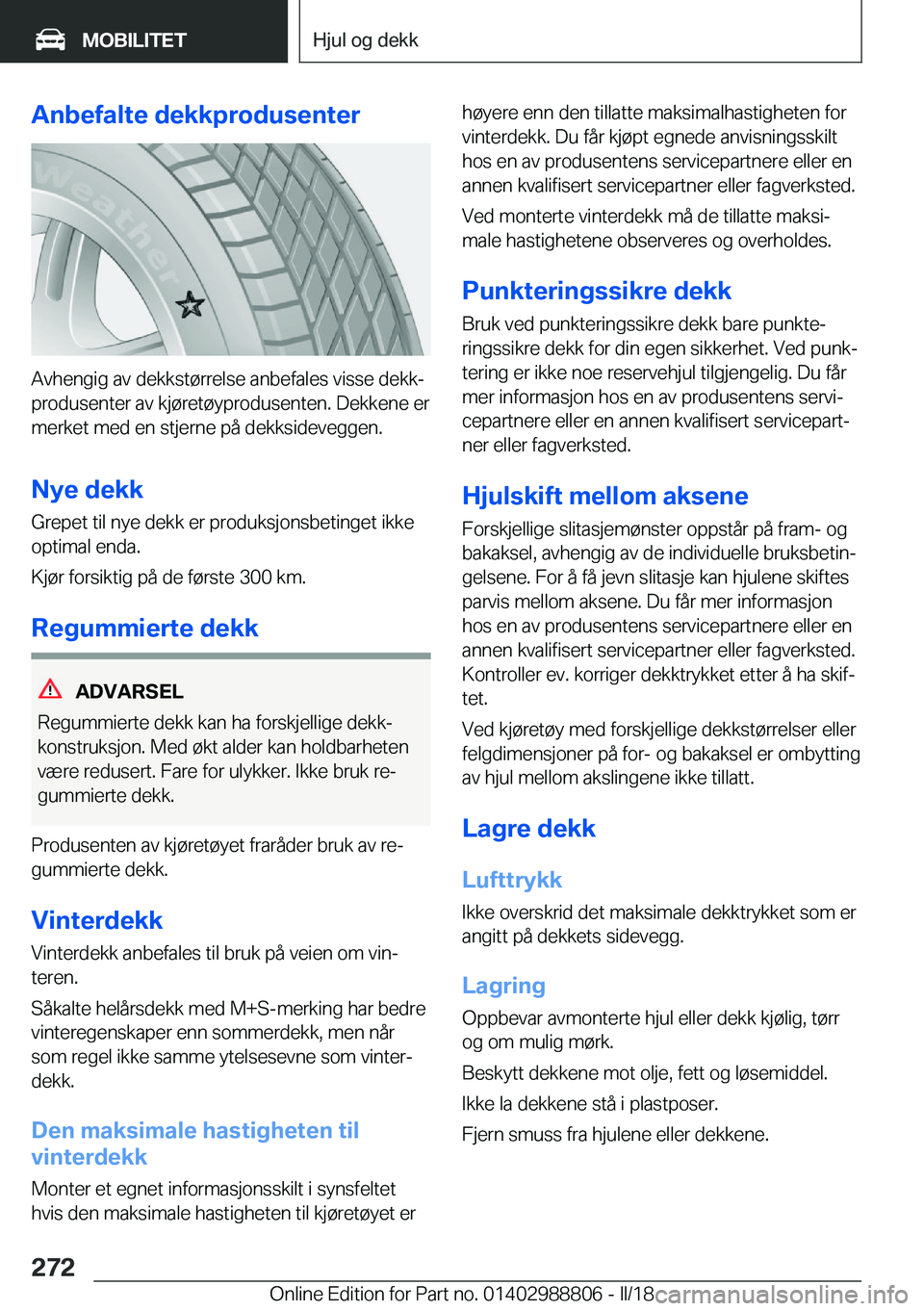 BMW X5 2018  InstruksjonsbØker (in Norwegian) �A�n�b�e�f�a�l�t�e��d�e�k�k�p�r�o�d�u�s�e�n�t�e�r
�A�v�h�e�n�g�i�g� �a�v� �d�e�k�k�s�t�