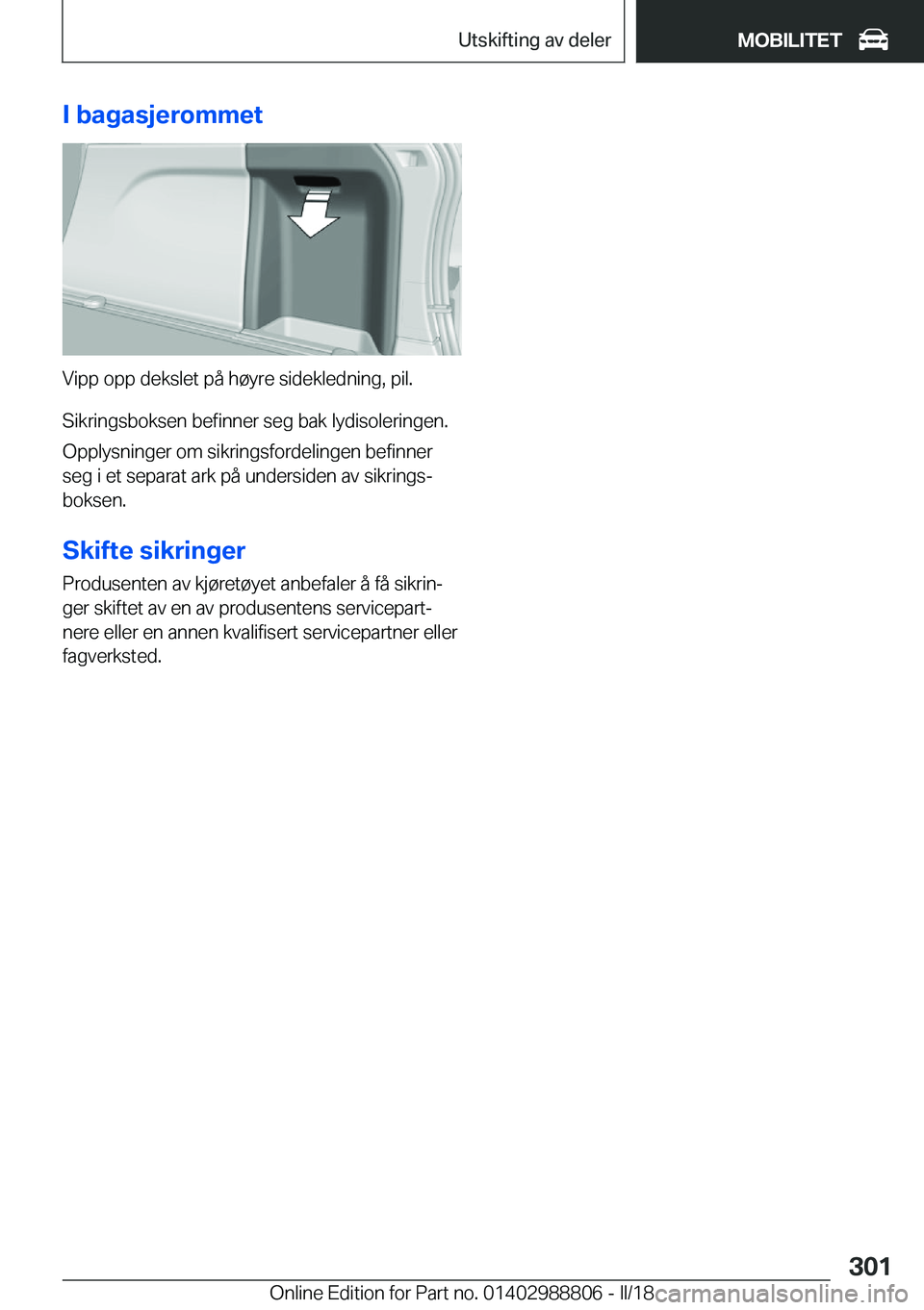 BMW X5 2018  InstruksjonsbØker (in Norwegian) �I��b�a�g�a�s�j�e�r�o�m�m�e�t
�V�i�p�p� �o�p�p� �d�e�k�s�l�e�t� �p�å� �h�