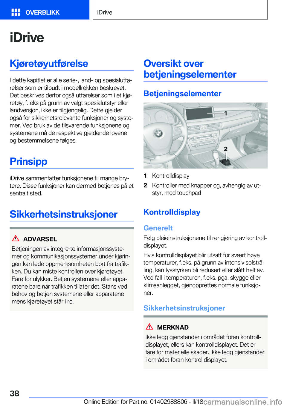 BMW X5 2018  InstruksjonsbØker (in Norwegian) �i�D�r�i�v�e�K�j�