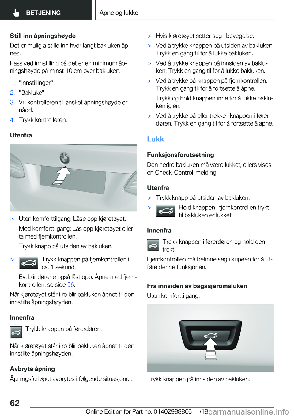BMW X5 2018  InstruksjonsbØker (in Norwegian) �S�t�i�l�l��i�n�n��å�p�n�i�n�g�s�h�
