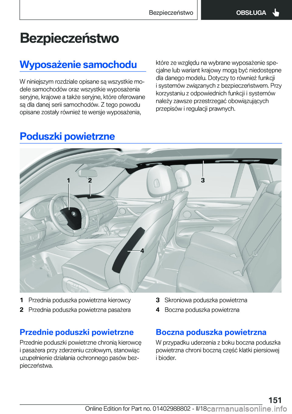 BMW X5 2018  Instrukcja obsługi (in Polish) �B�e�z�p�i�e�c�z�e�