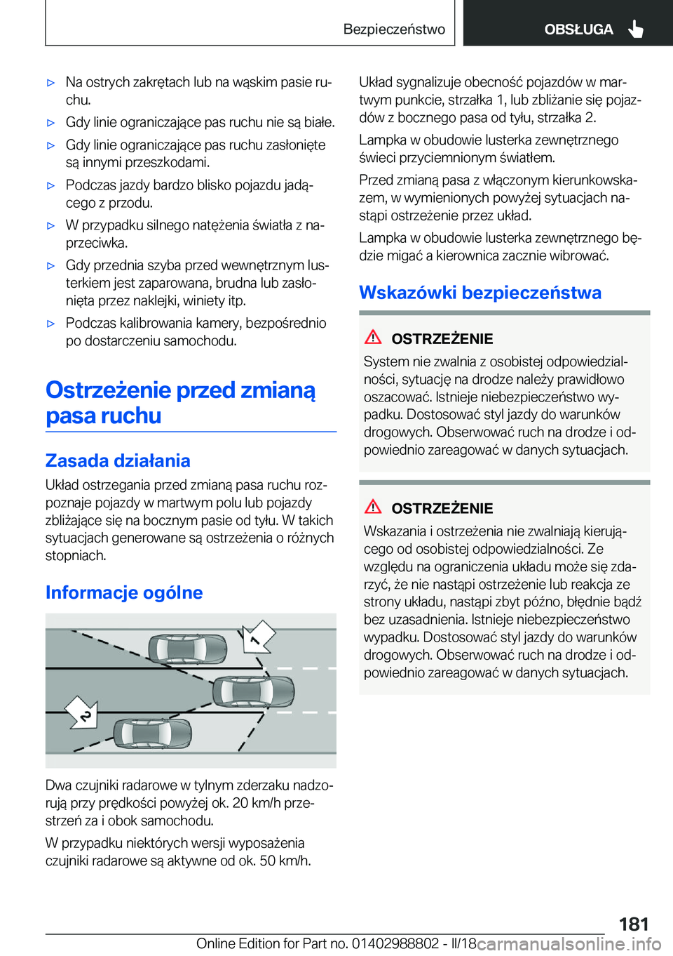 BMW X5 2018  Instrukcja obsługi (in Polish) 'x�N�a� �o�s�t�r�y�c�h� �z�a�k�r�