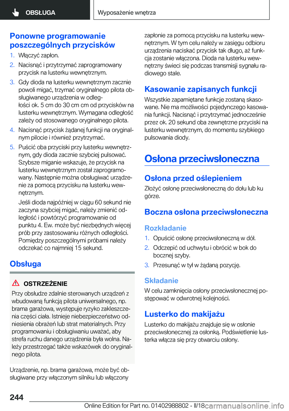 BMW X5 2018  Instrukcja obsługi (in Polish) �P�o�n�o�w�n�e��p�r�o�g�r�a�m�o�w�a�n�i�e
�p�o�s�z�c�z�e�g�