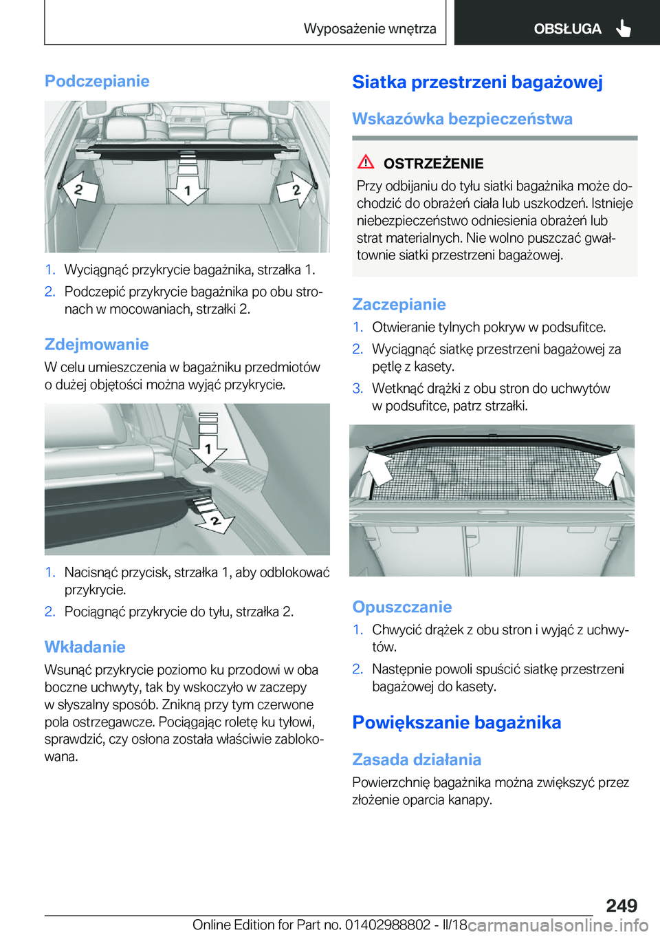 BMW X5 2018  Instrukcja obsługi (in Polish) �P�o�d�c�z�e�p�i�a�n�i�e�1�.�W�y�c�i�
