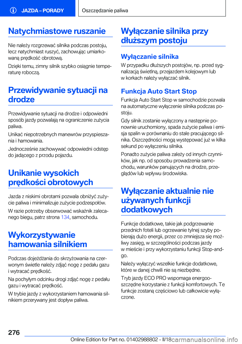 BMW X5 2018  Instrukcja obsługi (in Polish) �N�a�t�y�c�h�m�i�a�s�t�o�w�e��r�u�s�z�a�n�i�e
�N�i�e� �n�a�l�e 9�y� �r�o�z�g�r�z�e�w�a�