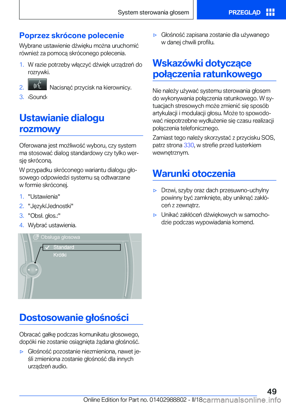 BMW X5 2018  Instrukcja obsługi (in Polish) �P�o�p�r�z�e�z��s�k�r�