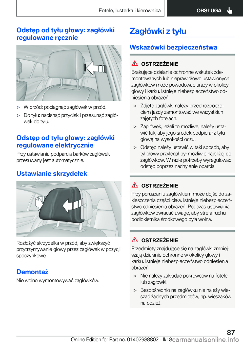 BMW X5 2018  Instrukcja obsługi (in Polish) �O�d�s�t�