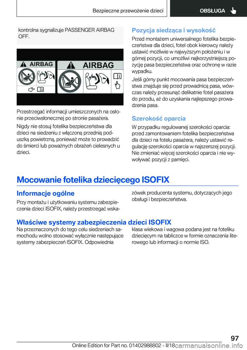 BMW X5 2018  Instrukcja obsługi (in Polish) �k�o�n�t�r�o�l�n�a� �s�y�g�n�a�l�i�z�u�j�e� �P�A�S�S�E�N�G�E�R� �A�I�R�B�A�G
�O�F�F�.
�P�r�z�e�s�t�r�z�e�g�a�