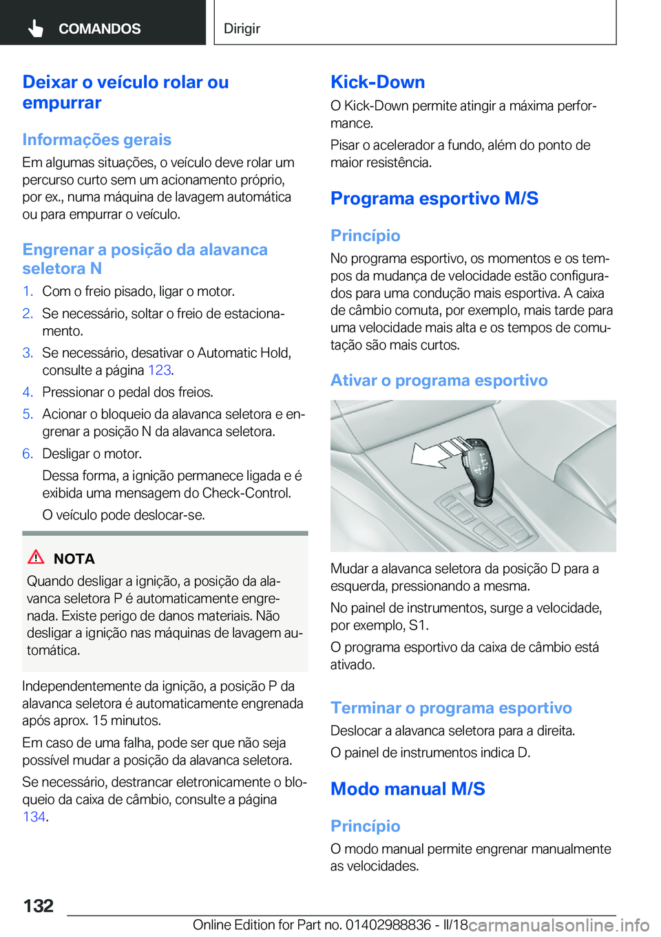 BMW X5 2018  Manual do condutor (in Portuguese) �D�e�i�x�a�r��o��v�e�