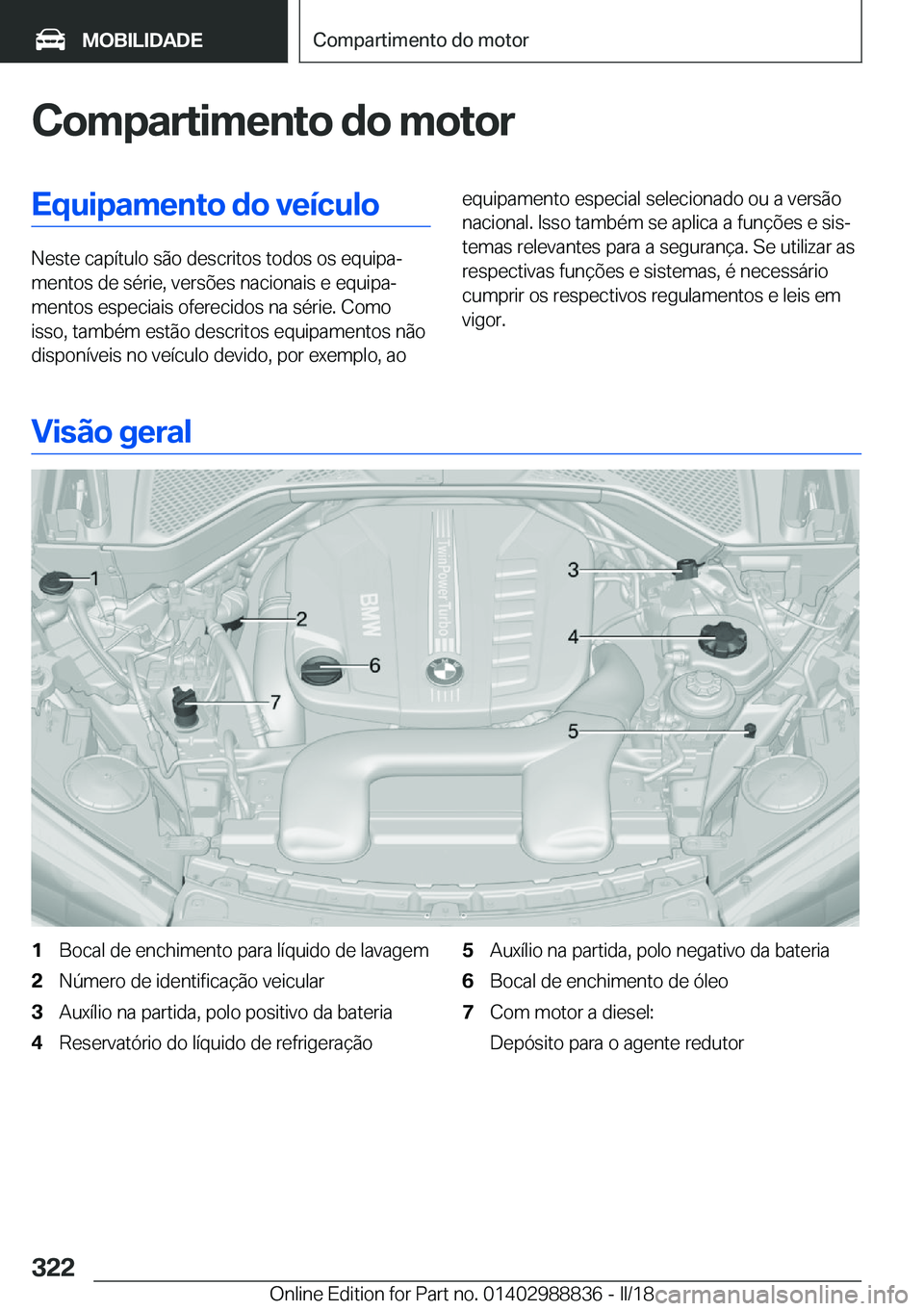 BMW X5 2018  Manual do condutor (in Portuguese) �C�o�m�p�a�r�t�i�m�e�n�t�o��d�o��m�o�t�o�r�E�q�u�i�p�a�m�e�n�t�o��d�o��v�e�