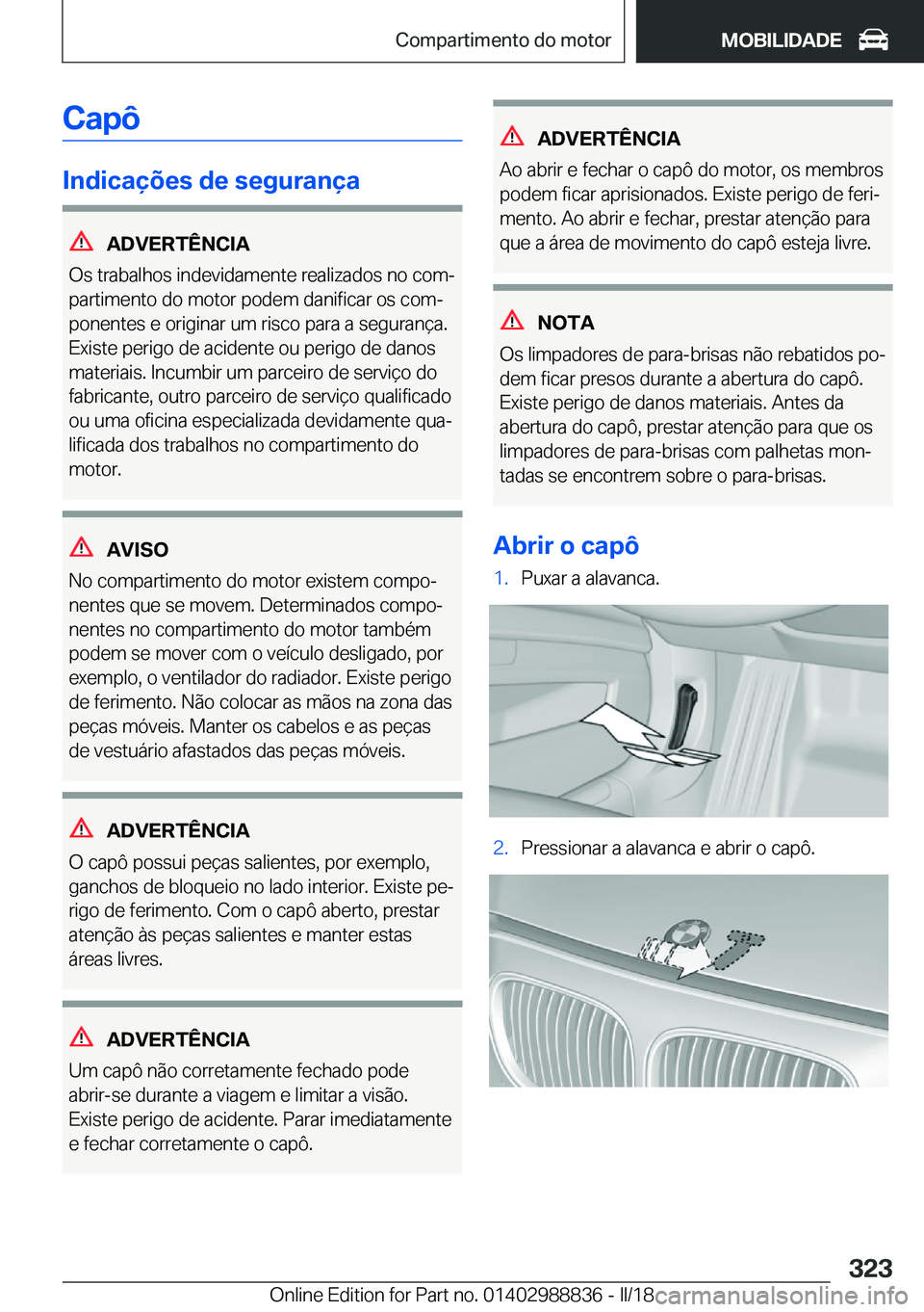 BMW X5 2018  Manual do condutor (in Portuguese) �C�a�p�ô
�I�n�d�i�c�a�