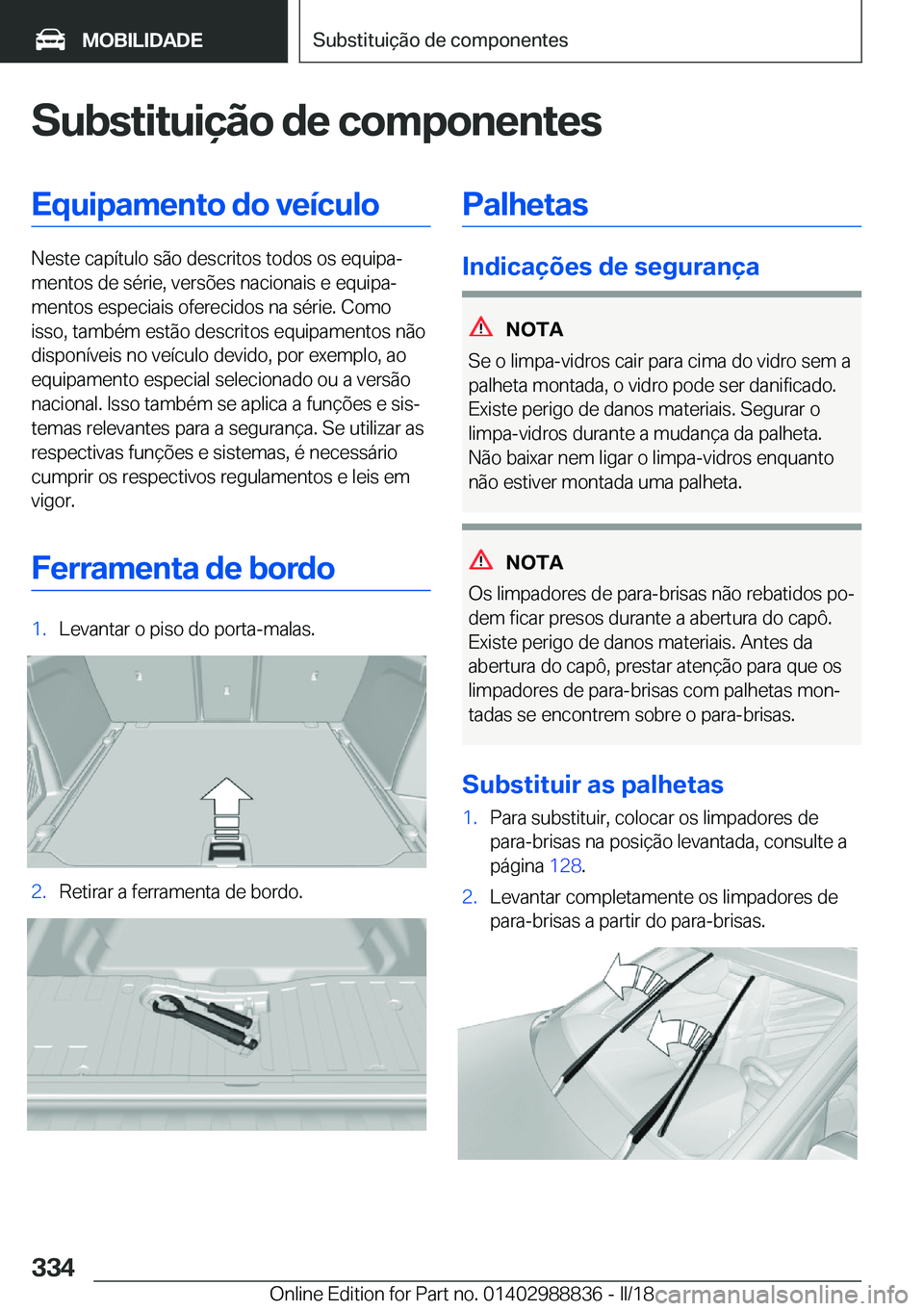 BMW X5 2018  Manual do condutor (in Portuguese) �S�u�b�s�t�i�t�u�i�