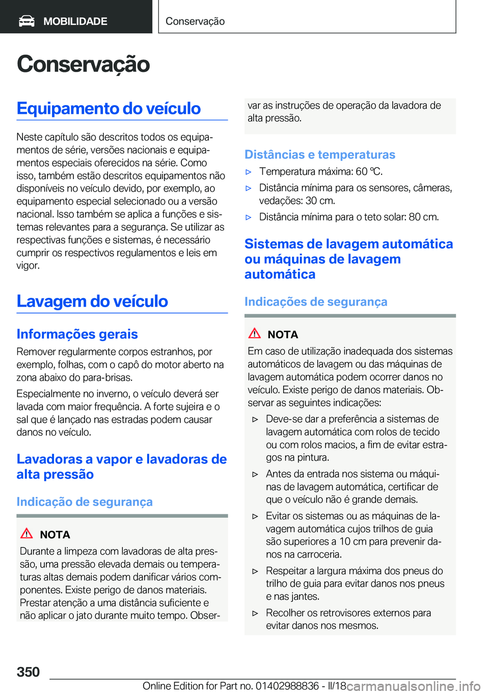 BMW X5 2018  Manual do condutor (in Portuguese) �C�o�n�s�e�r�v�a�