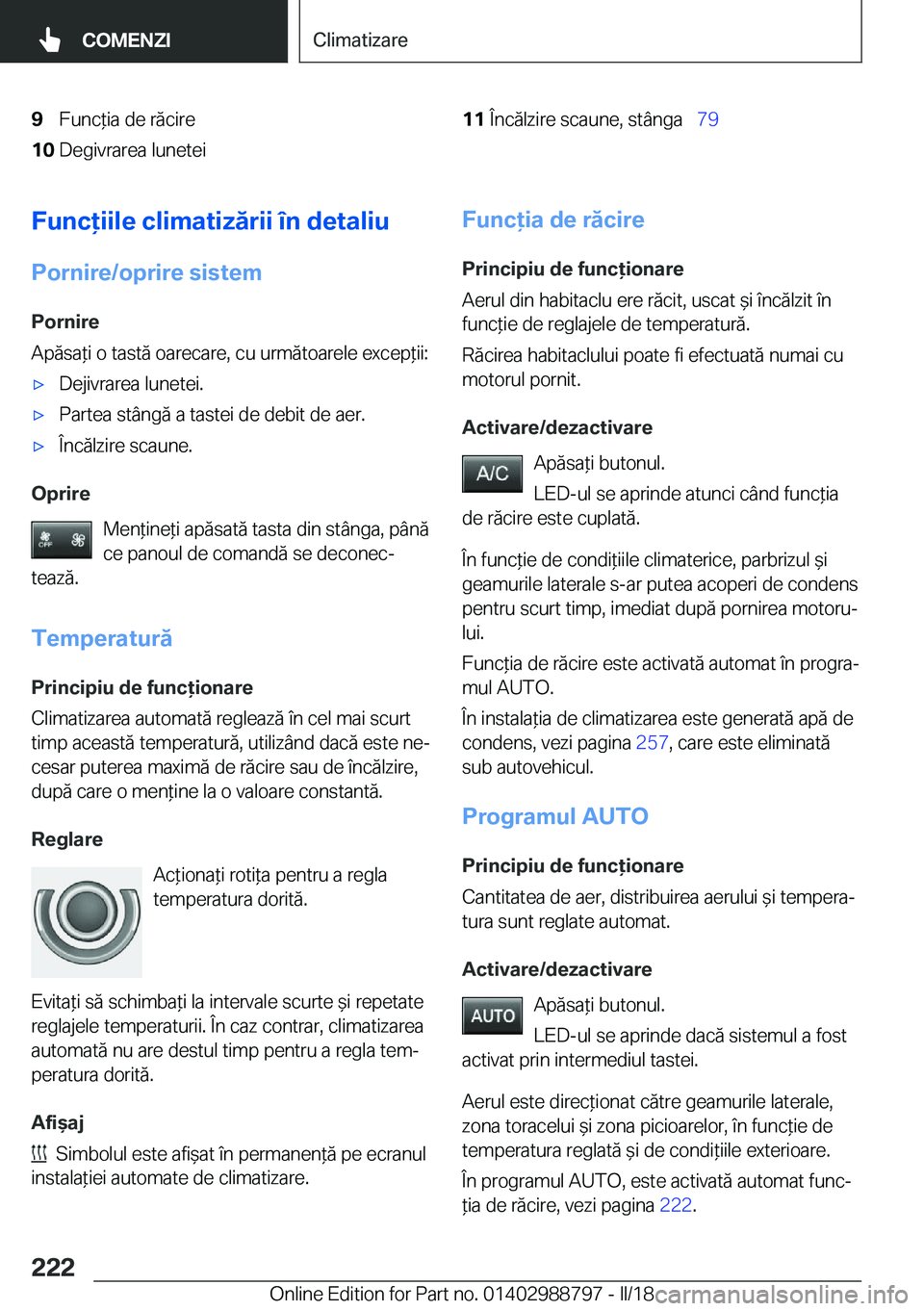 BMW X5 2018  Ghiduri De Utilizare (in Romanian) �9�F�u�n�c *�i�a� �d�e� �r�
