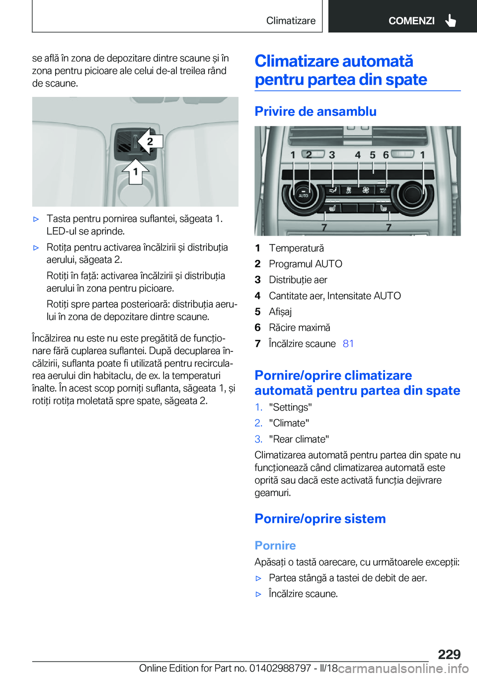 BMW X5 2018  Ghiduri De Utilizare (in Romanian) �s�e� �a�f�l�