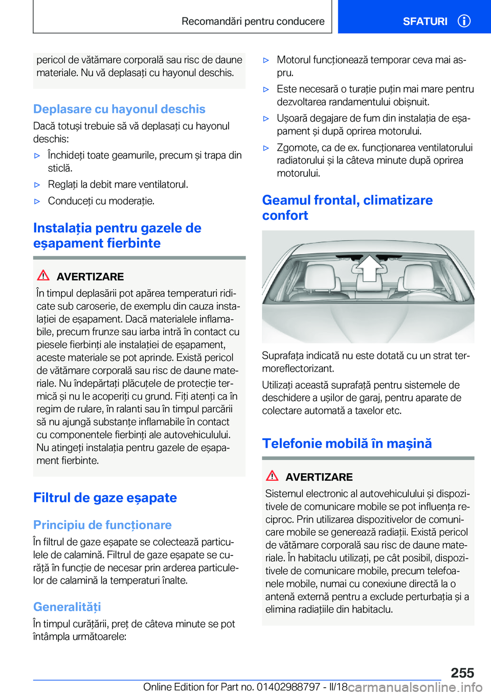 BMW X5 2018  Ghiduri De Utilizare (in Romanian) �p�e�r�i�c�o�l� �d�e� �v�