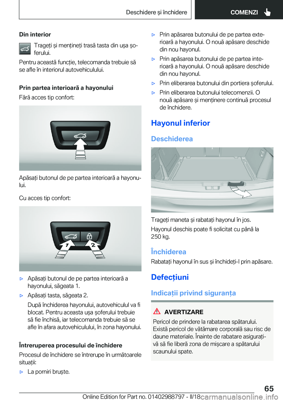 BMW X5 2018  Ghiduri De Utilizare (in Romanian) �D�i�n��i�n�t�e�r�i�o�r�T�r�a�g�e *�i�  &�i� �m�e�n *�i�n�e *�i� �t�r�a�s�
