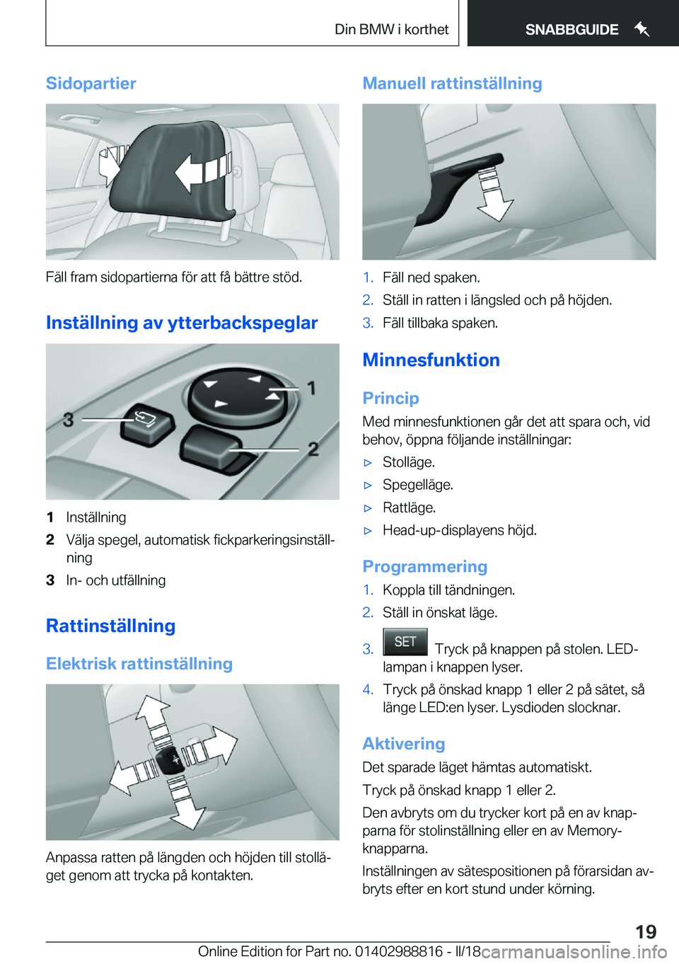 BMW X5 2018  InstruktionsbÖcker (in Swedish) �S�i�d�o�p�a�r�t�i�e�r
�F�ä�l�l� �f�r�a�m� �s�i�d�o�p�a�r�t�i�e�r�n�a� �f�
