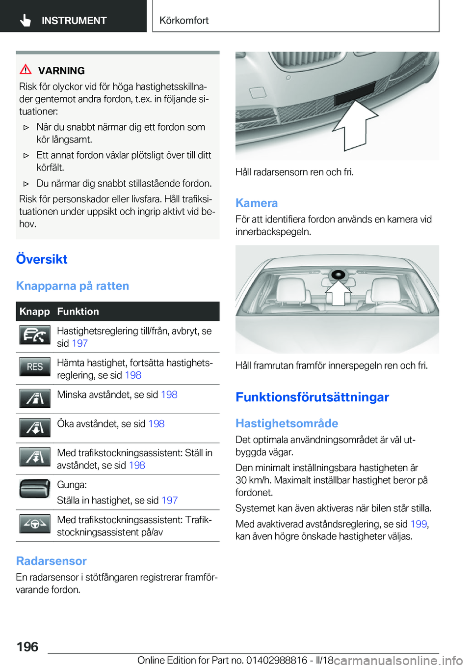 BMW X5 2018  InstruktionsbÖcker (in Swedish) �V�A�R�N�I�N�G
�R�i�s�k� �f�