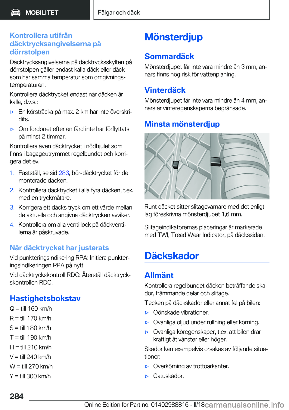 BMW X5 2018  InstruktionsbÖcker (in Swedish) �K�o�n�t�r�o�l�l�e�r�a��u�t�i�f�r�å�n
�d�ä�c�k�t�r�y�c�k�s�a�n�g�i�v�e�l�s�e�r�n�a��p�å
�d�