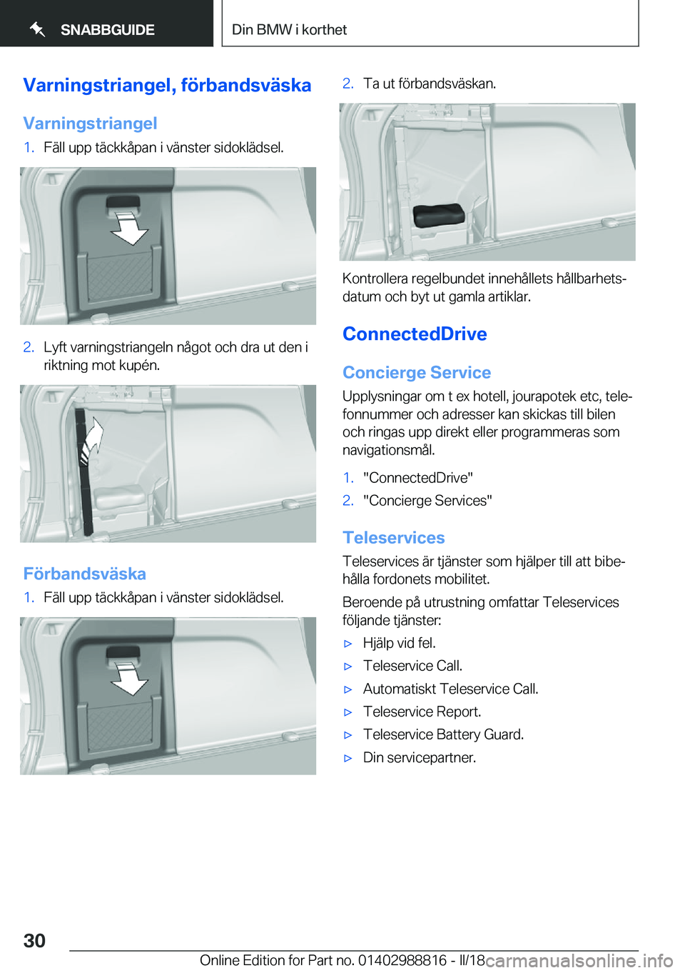 BMW X5 2018  InstruktionsbÖcker (in Swedish) �V�a�r�n�i�n�g�s�t�r�i�a�n�g�e�l�,��f�