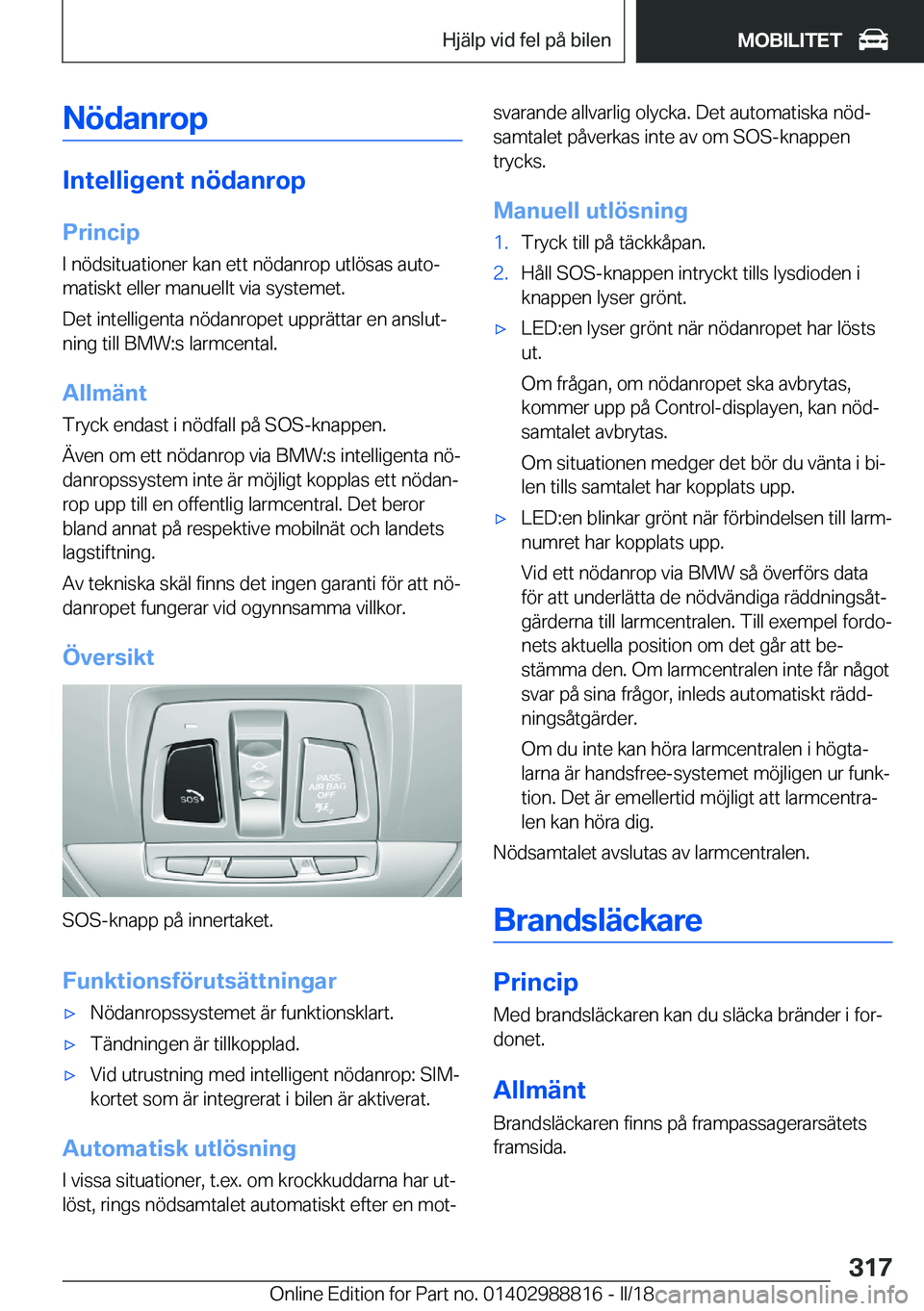 BMW X5 2018  InstruktionsbÖcker (in Swedish) �N�