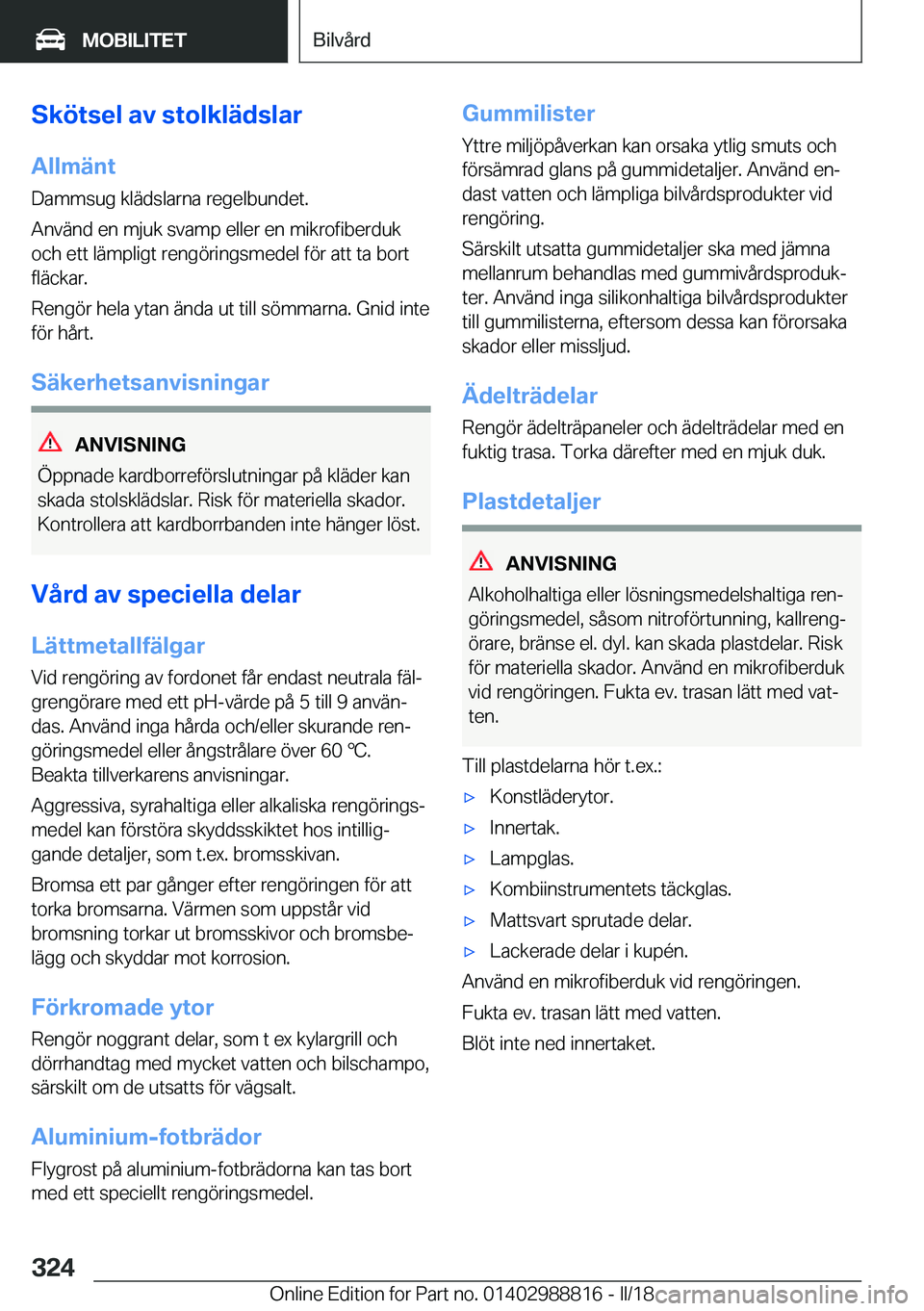 BMW X5 2018  InstruktionsbÖcker (in Swedish) �S�k�