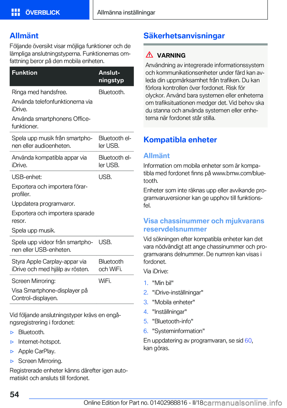 BMW X5 2018  InstruktionsbÖcker (in Swedish) �A�l�l�m�ä�n�t
�F�