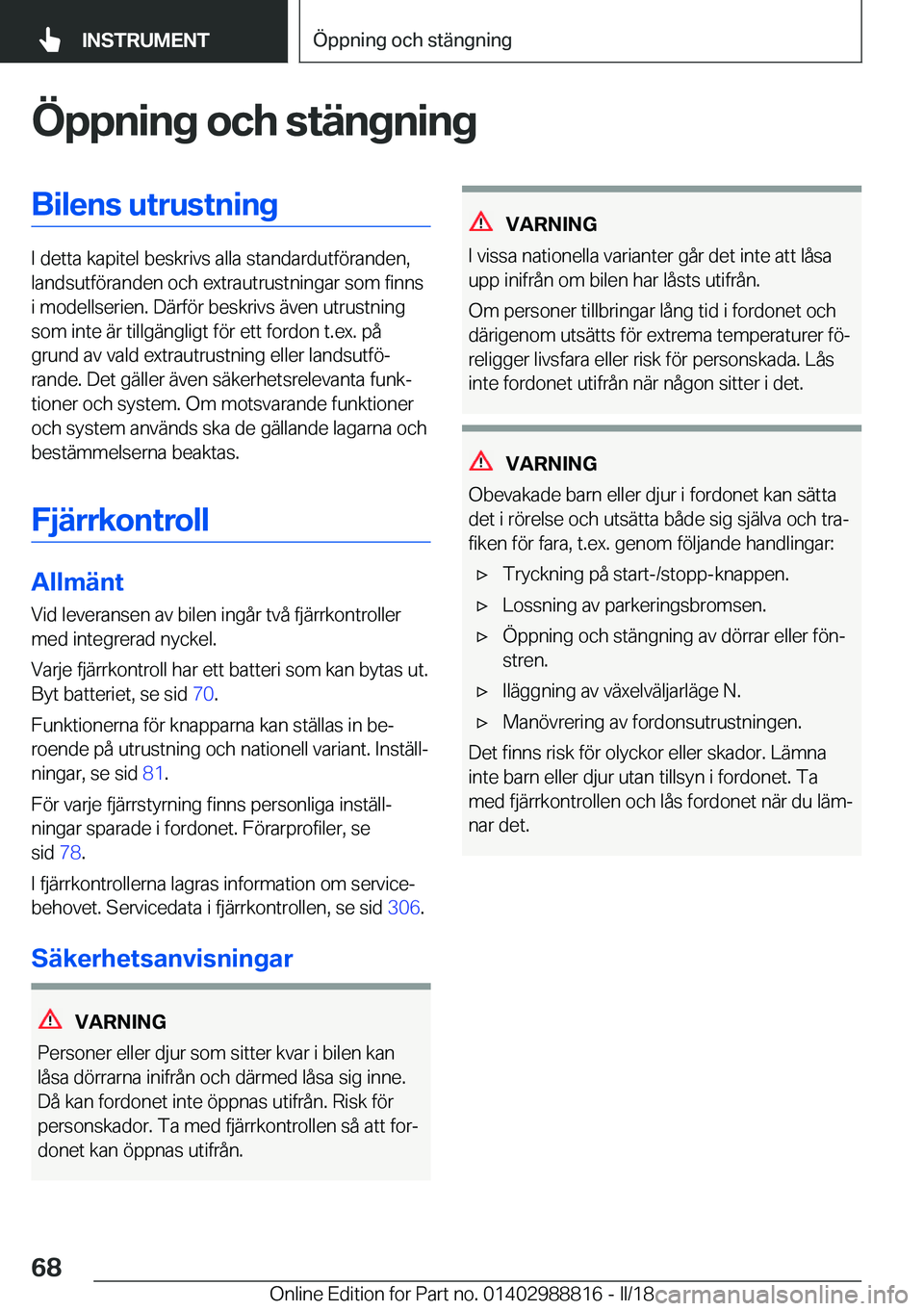 BMW X5 2018  InstruktionsbÖcker (in Swedish) �