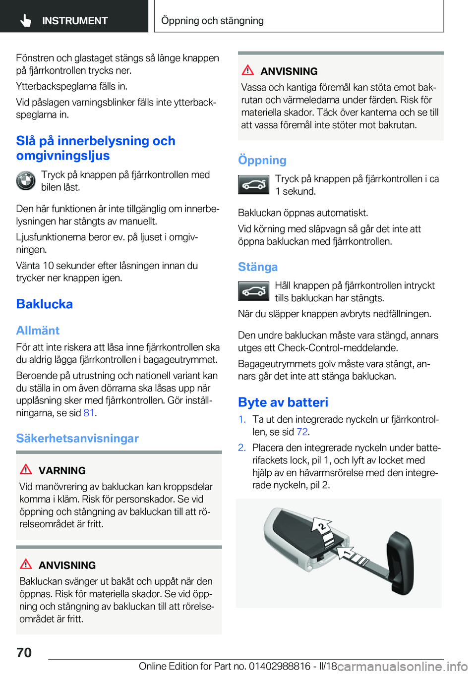 BMW X5 2018  InstruktionsbÖcker (in Swedish) �F�
