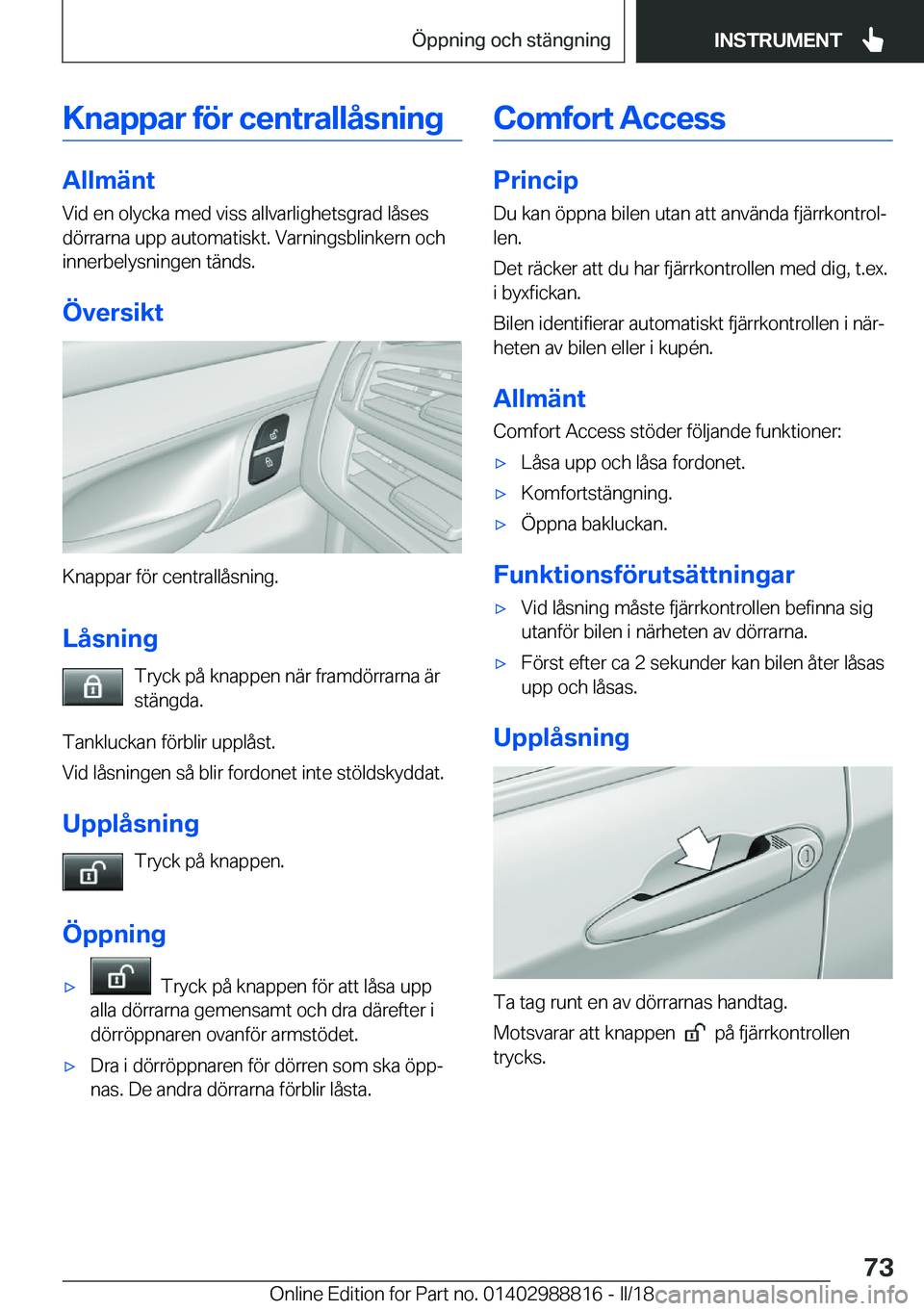 BMW X5 2018  InstruktionsbÖcker (in Swedish) �K�n�a�p�p�a�r��f�