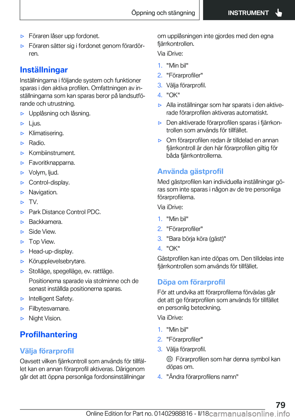 BMW X5 2018  InstruktionsbÖcker (in Swedish) x�F�