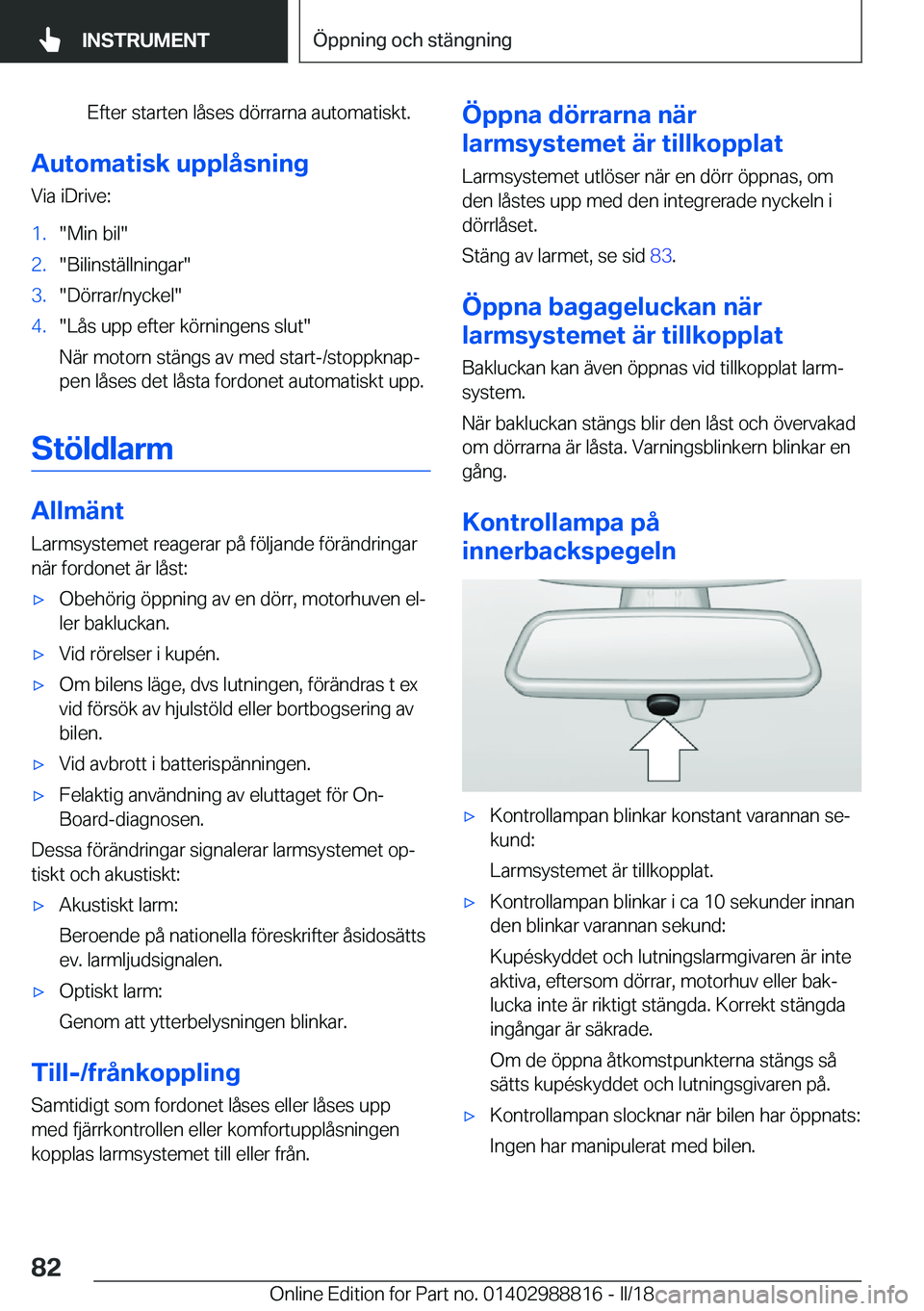 BMW X5 2018  InstruktionsbÖcker (in Swedish) �E�f�t�e�r� �s�t�a�r�t�e�n� �l�å�s�e�s� �d�