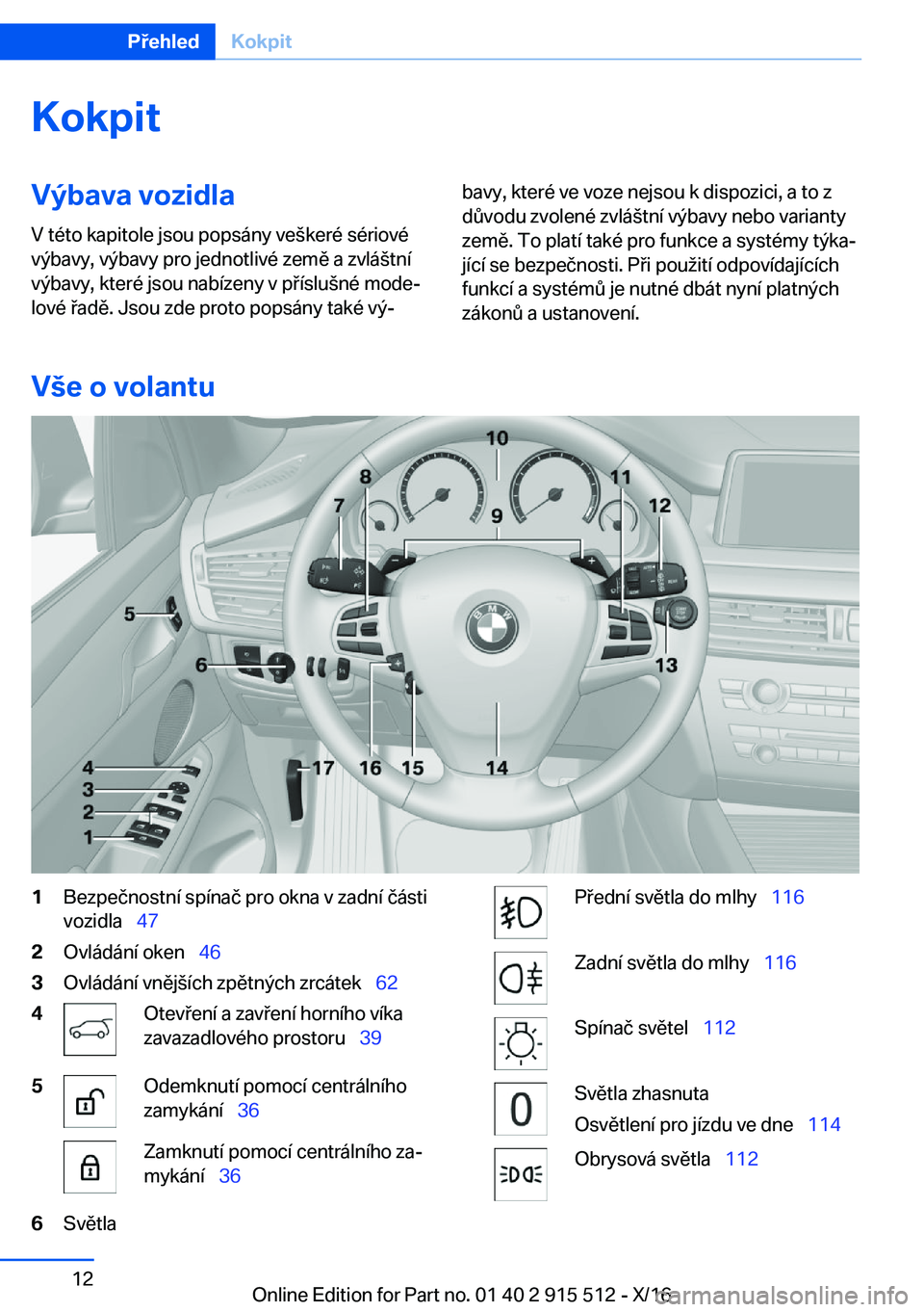 BMW X5 2017  Návod na použití (in Czech) �K�o�k�p�i�t�V�
