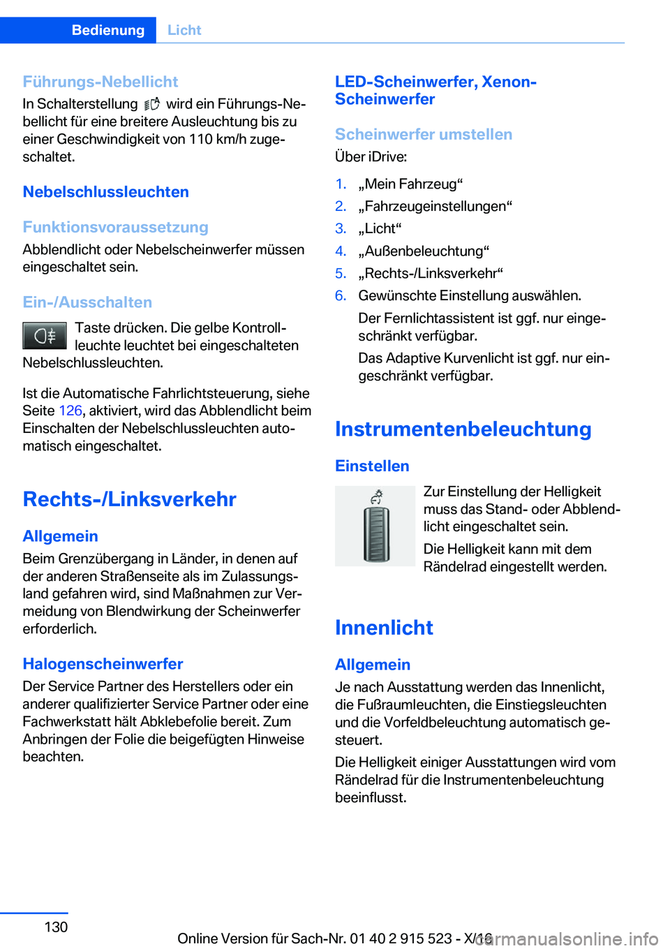 BMW X5 2017  Betriebsanleitungen (in German) �F�
