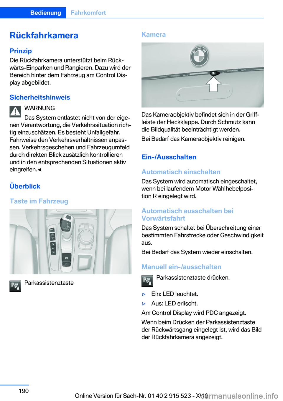 BMW X5 2017  Betriebsanleitungen (in German) �R�