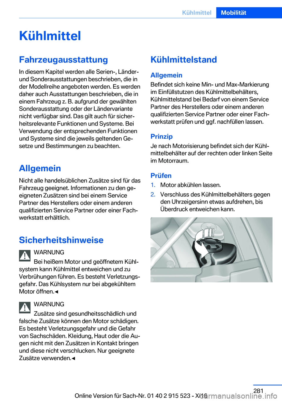 BMW X5 2017  Betriebsanleitungen (in German) �K�