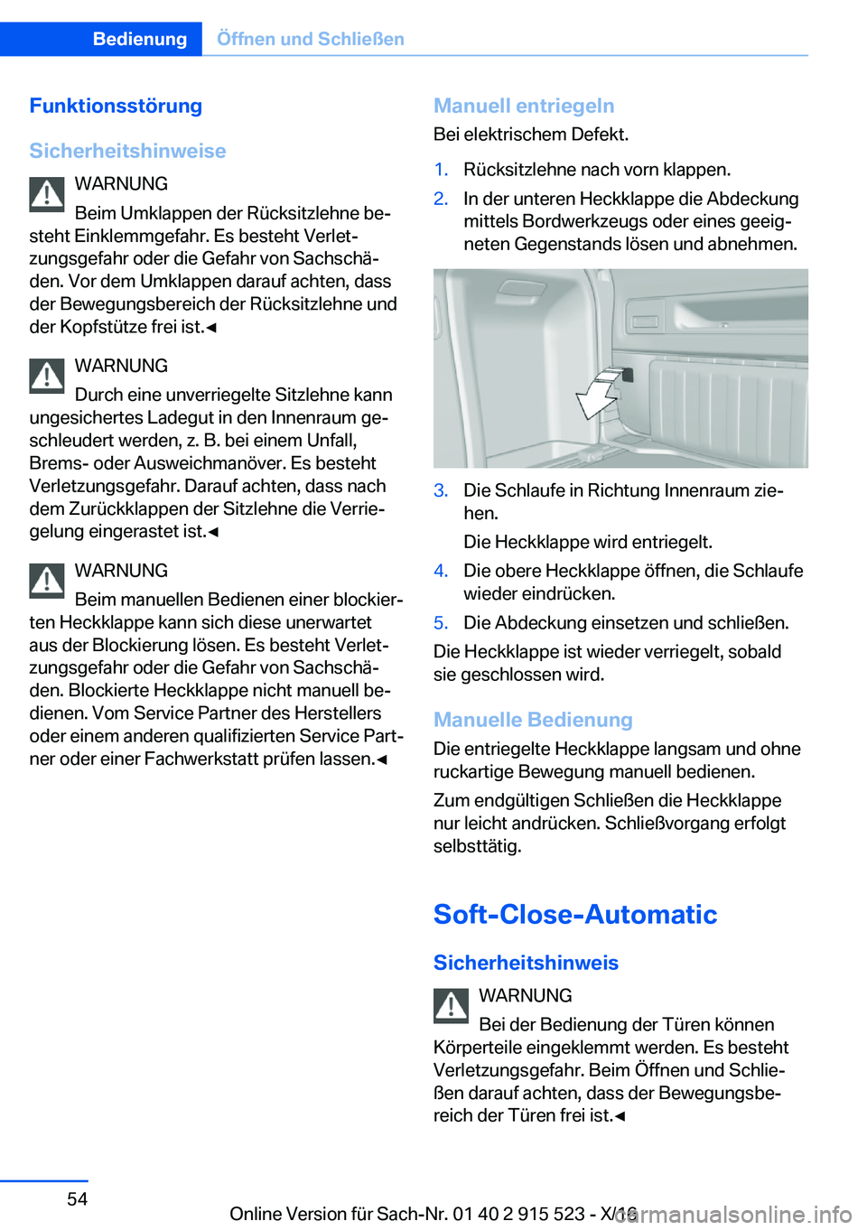 BMW X5 2017  Betriebsanleitungen (in German) �F�u�n�k�t�i�o�n�s�s�t�