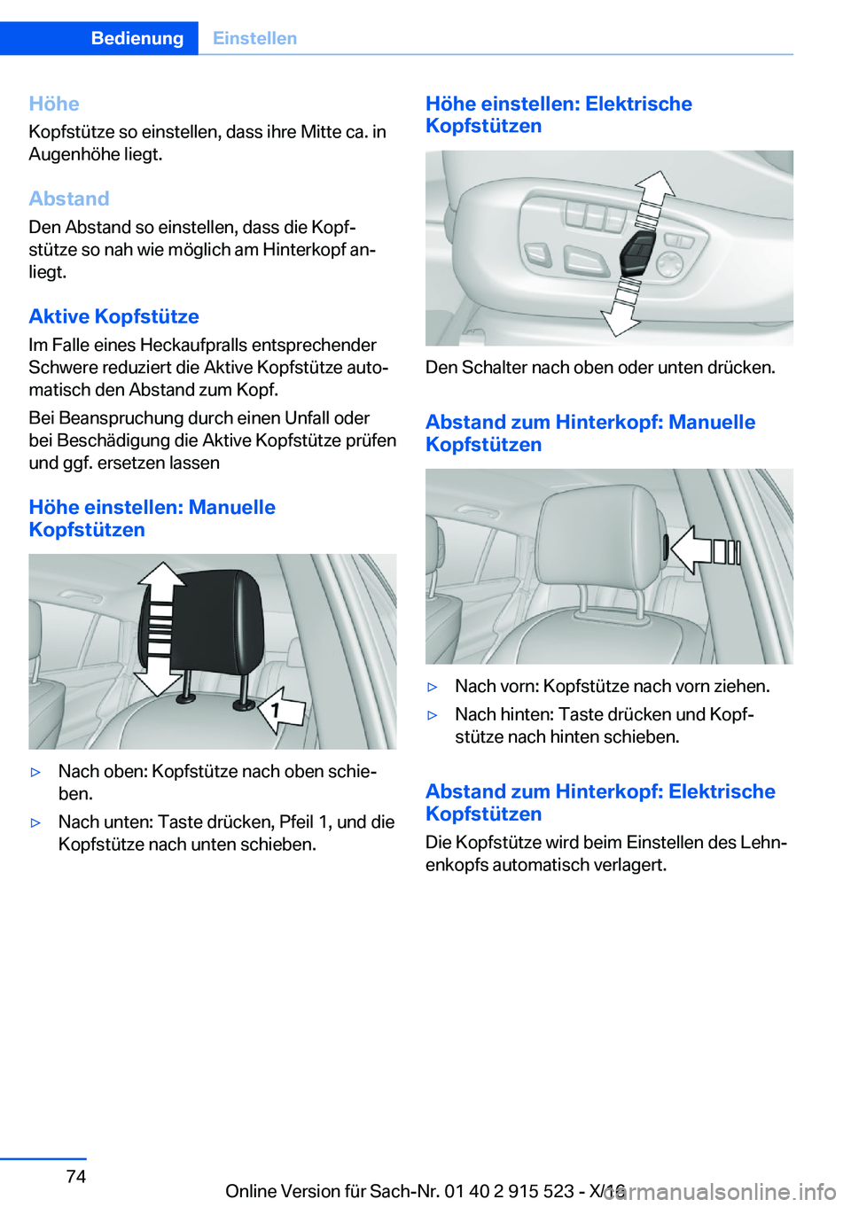 BMW X5 2017  Betriebsanleitungen (in German) �H�