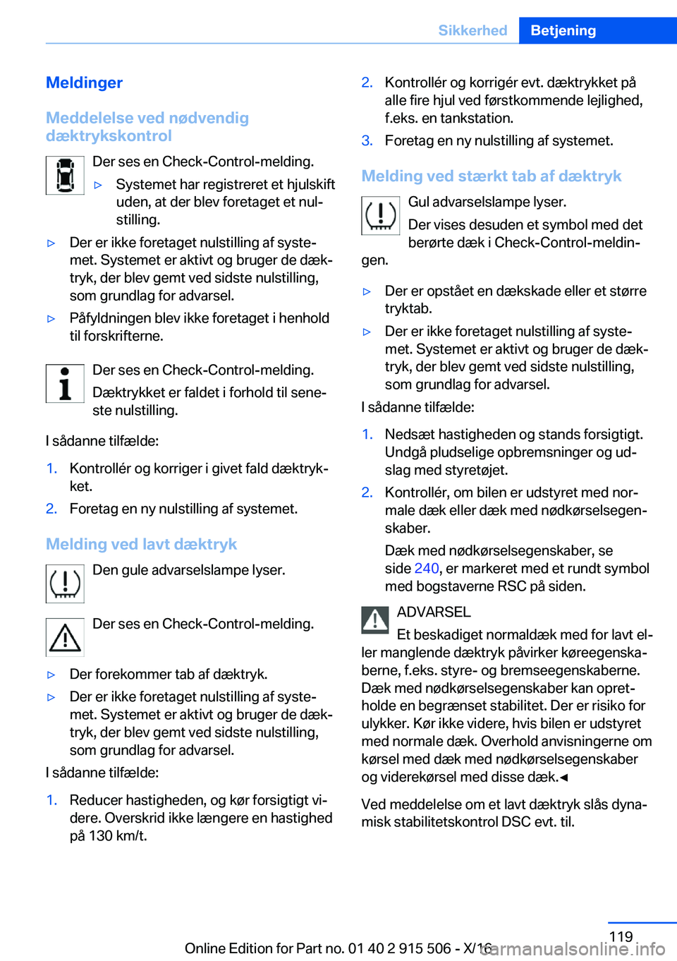 BMW X5 2017  InstruktionsbØger (in Danish) �M�e�l�d�i�n�g�e�r
�M�e�d�d�e�l�e�l�s�e��v�e�d��n�