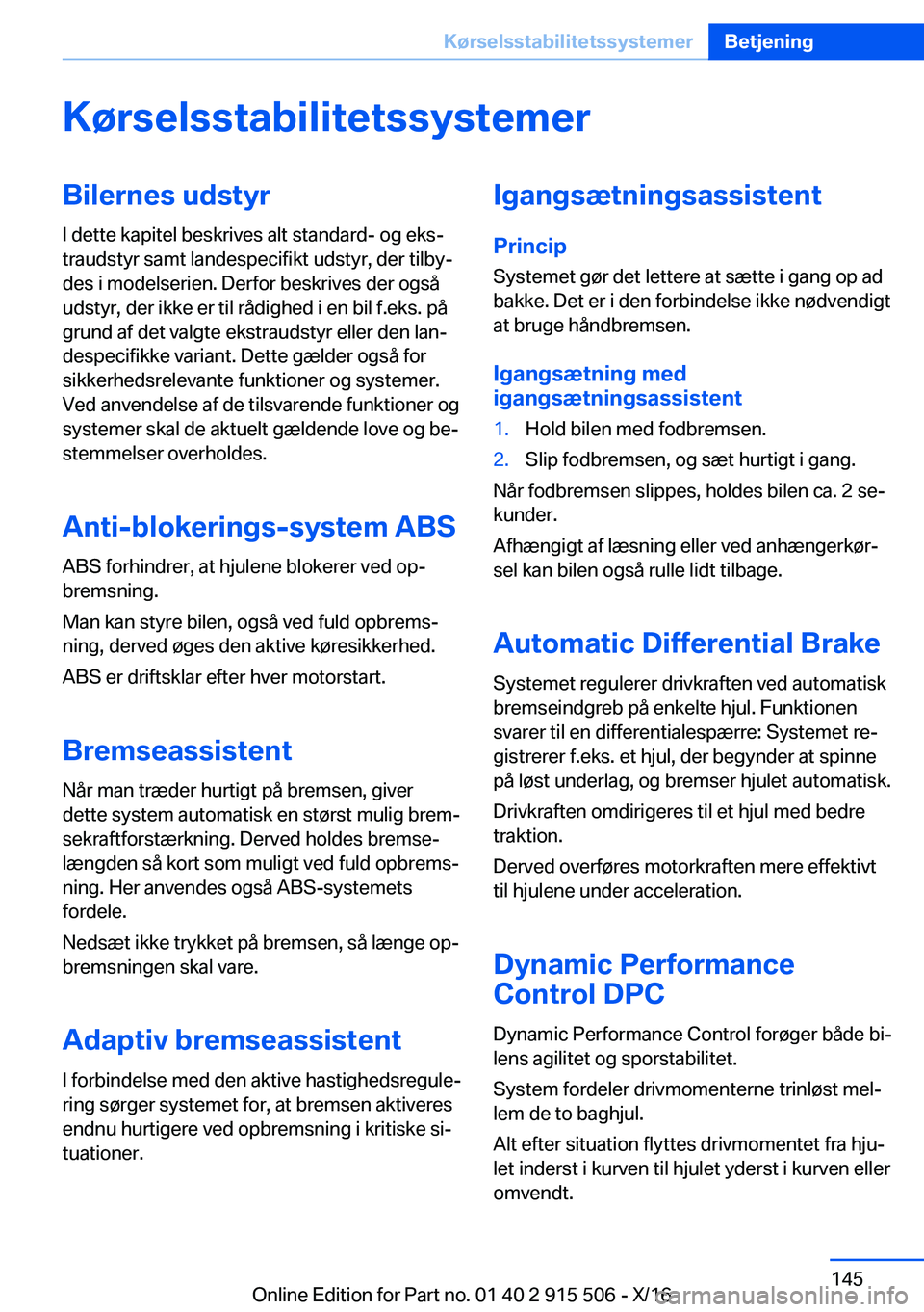 BMW X5 2017  InstruktionsbØger (in Danish)  K 