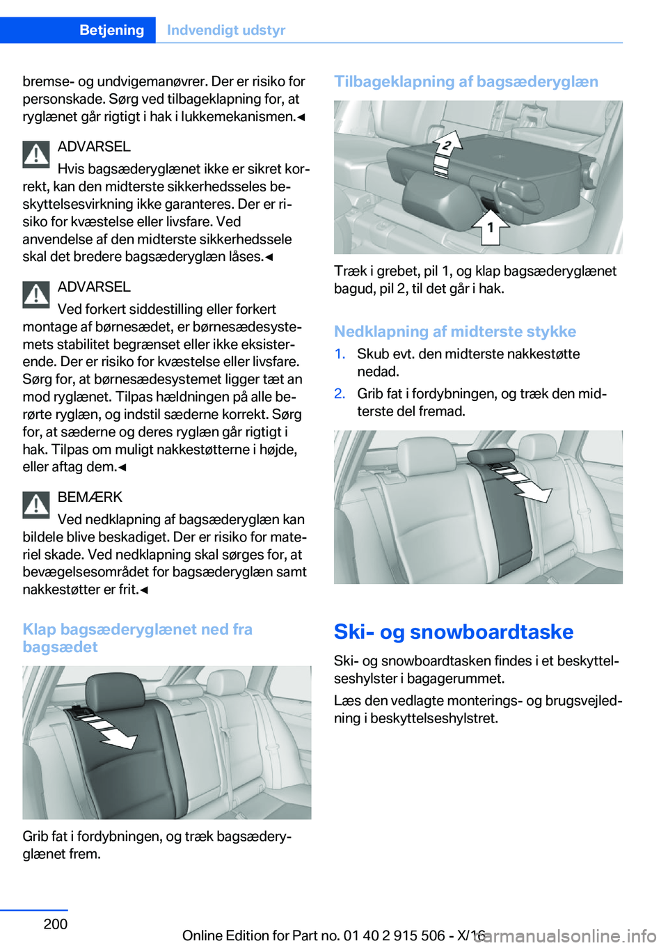BMW X5 2017  InstruktionsbØger (in Danish)  b r e m s e -   o g   u n d v i g e m a n 