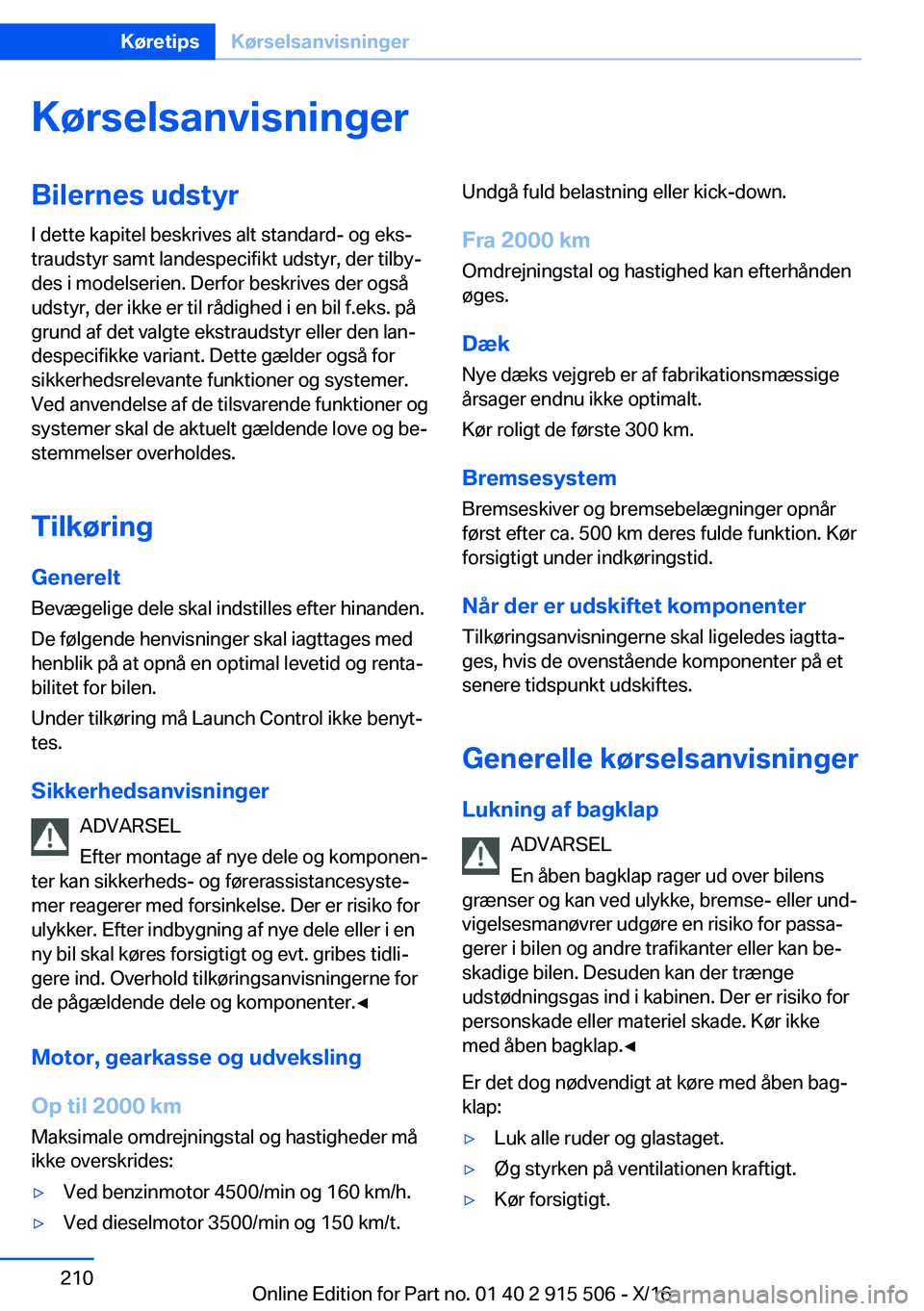 BMW X5 2017  InstruktionsbØger (in Danish)  K 